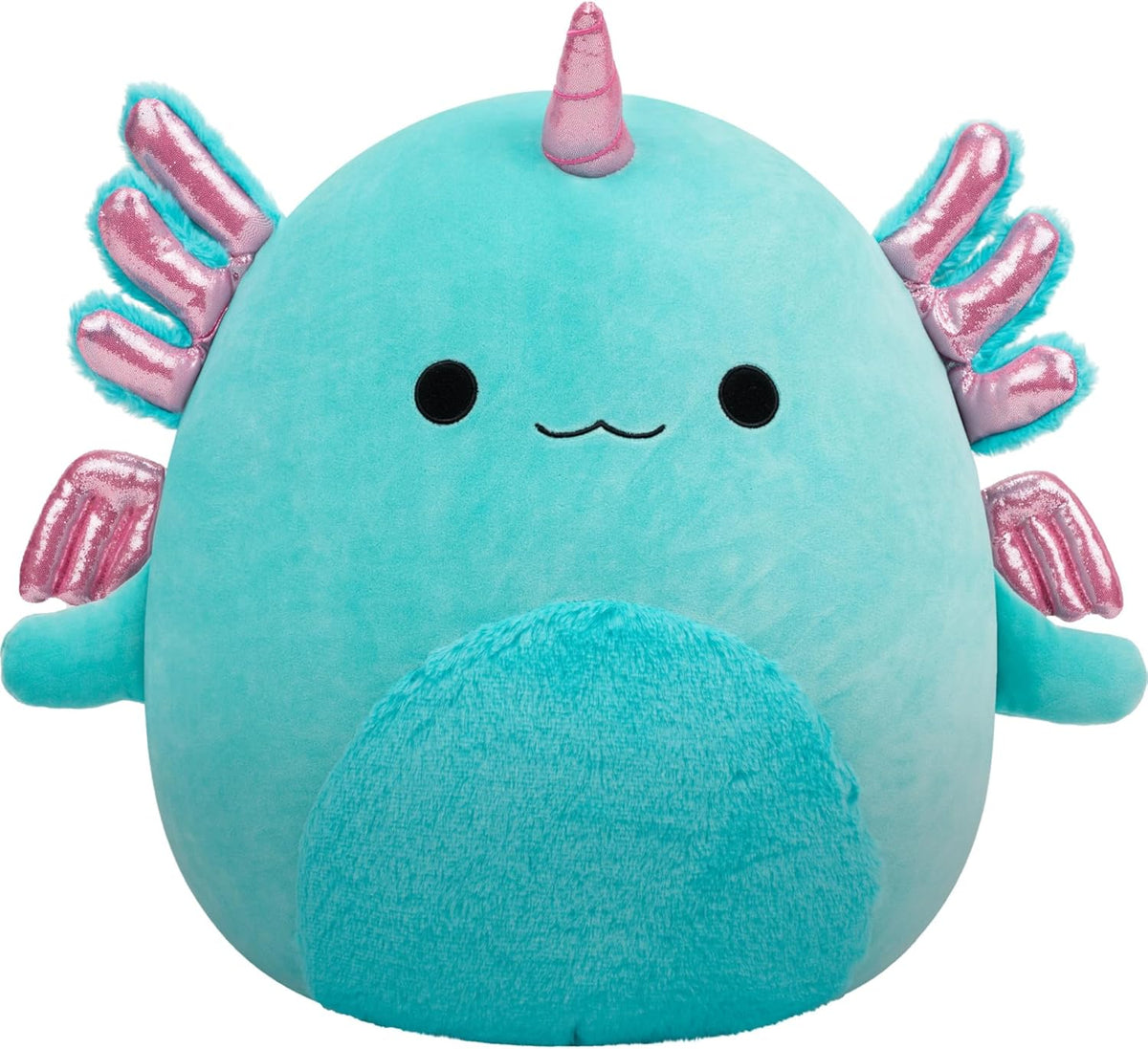 Squishmallows Bellamy The Teal Axolotl Alicorn original de 14 pulgadas con acento rosa brillante - Peluche oficial de Jazwares (grande) (exclusivo de Amazon)