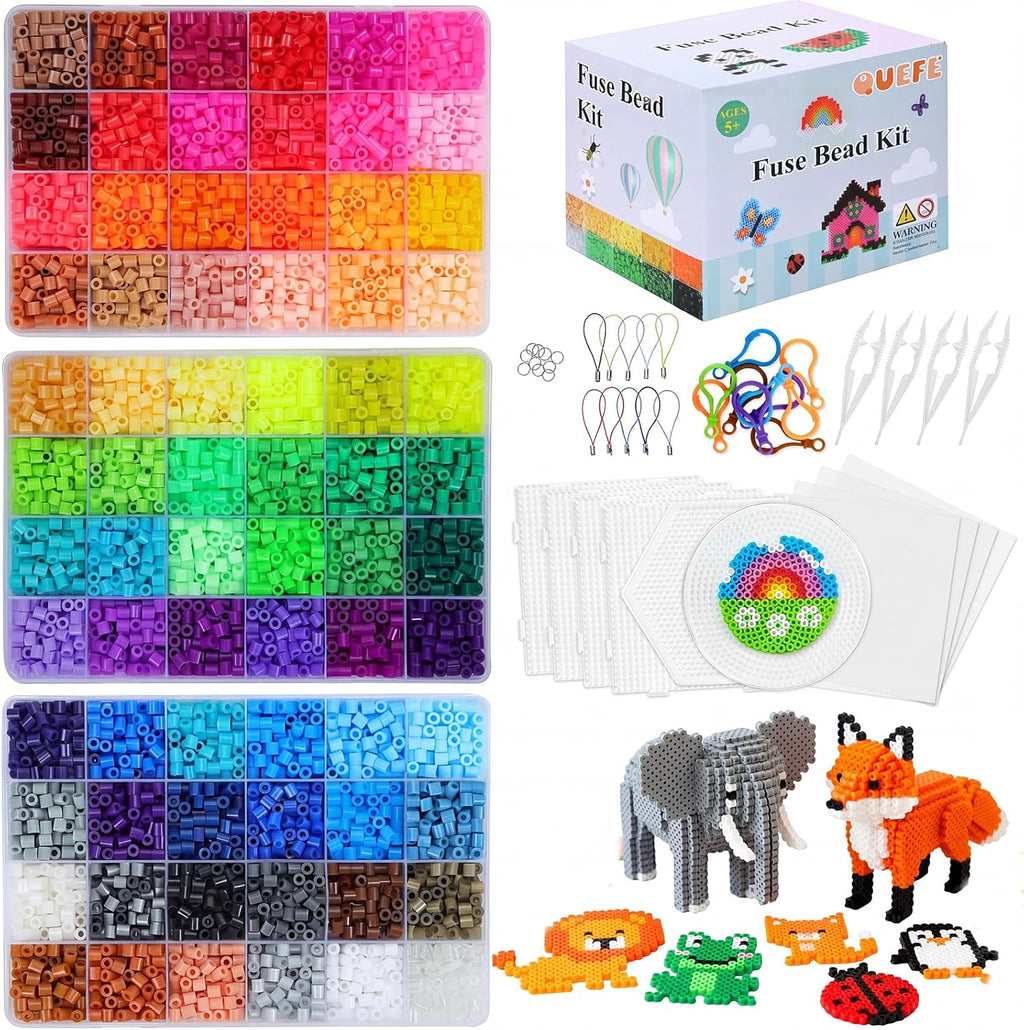 Quefe 72 Colors 15000 Pcs 5mm Fuse Beads Kit Melting Beads para Craft