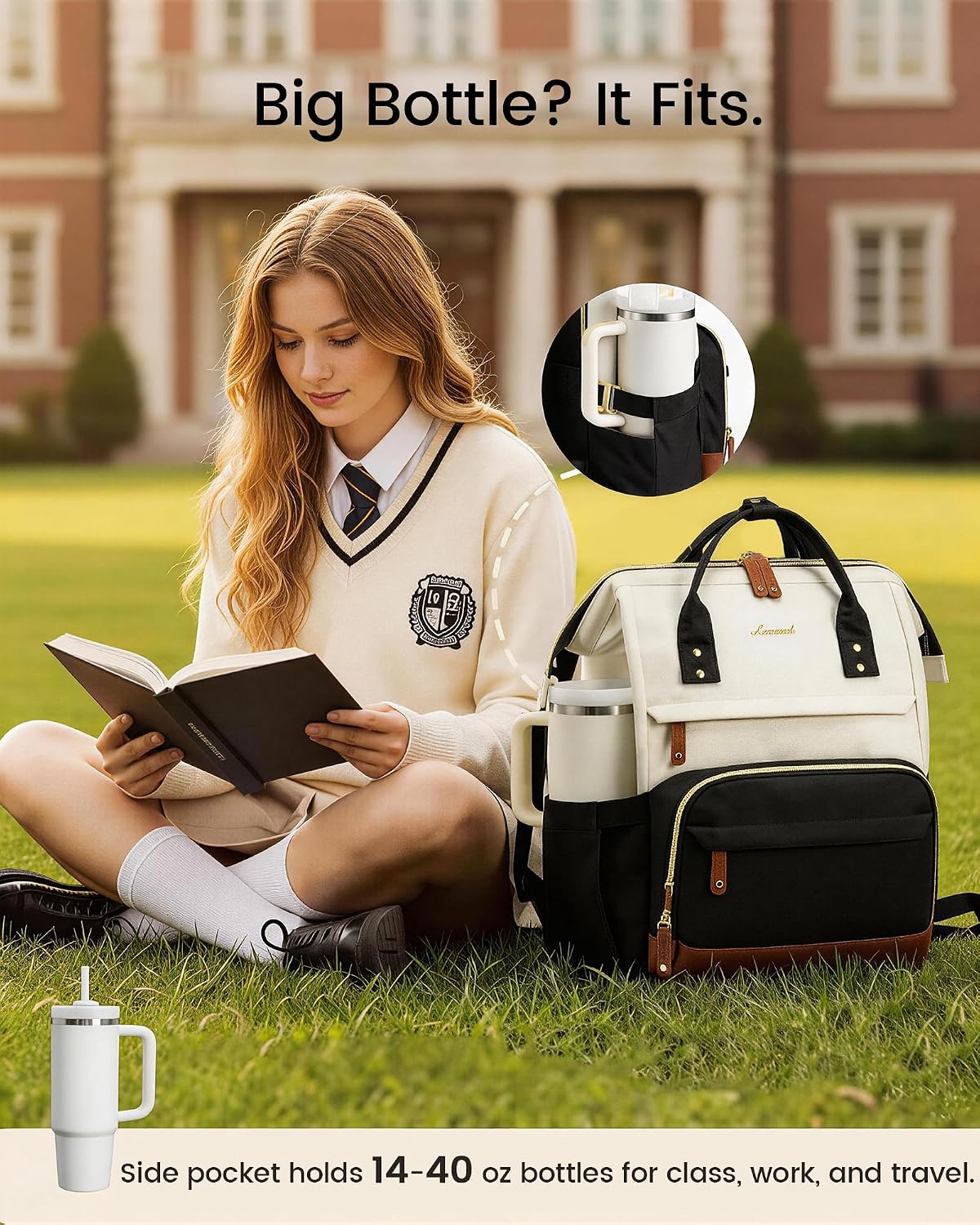 LOVEVOOK - Mochila para computadora portátil para mujeres, mochila de 15.6 pulgadas con gran capacidad para trabajo y negocios, bolsa impermeable para enfermeras, mochila para la universidad y la