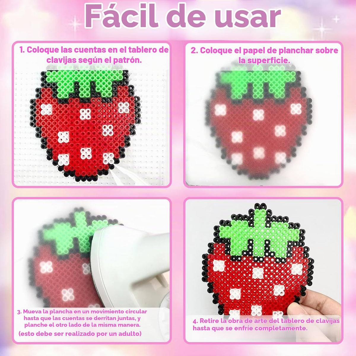 Kit de manualidades de 11000 cuentas fusibles con caja de almacenamiento, 20 colores de cuentas de 0.197 in, tableros de clavijas, papeles de planchar y accesorios. Juego de manualidades para niños y