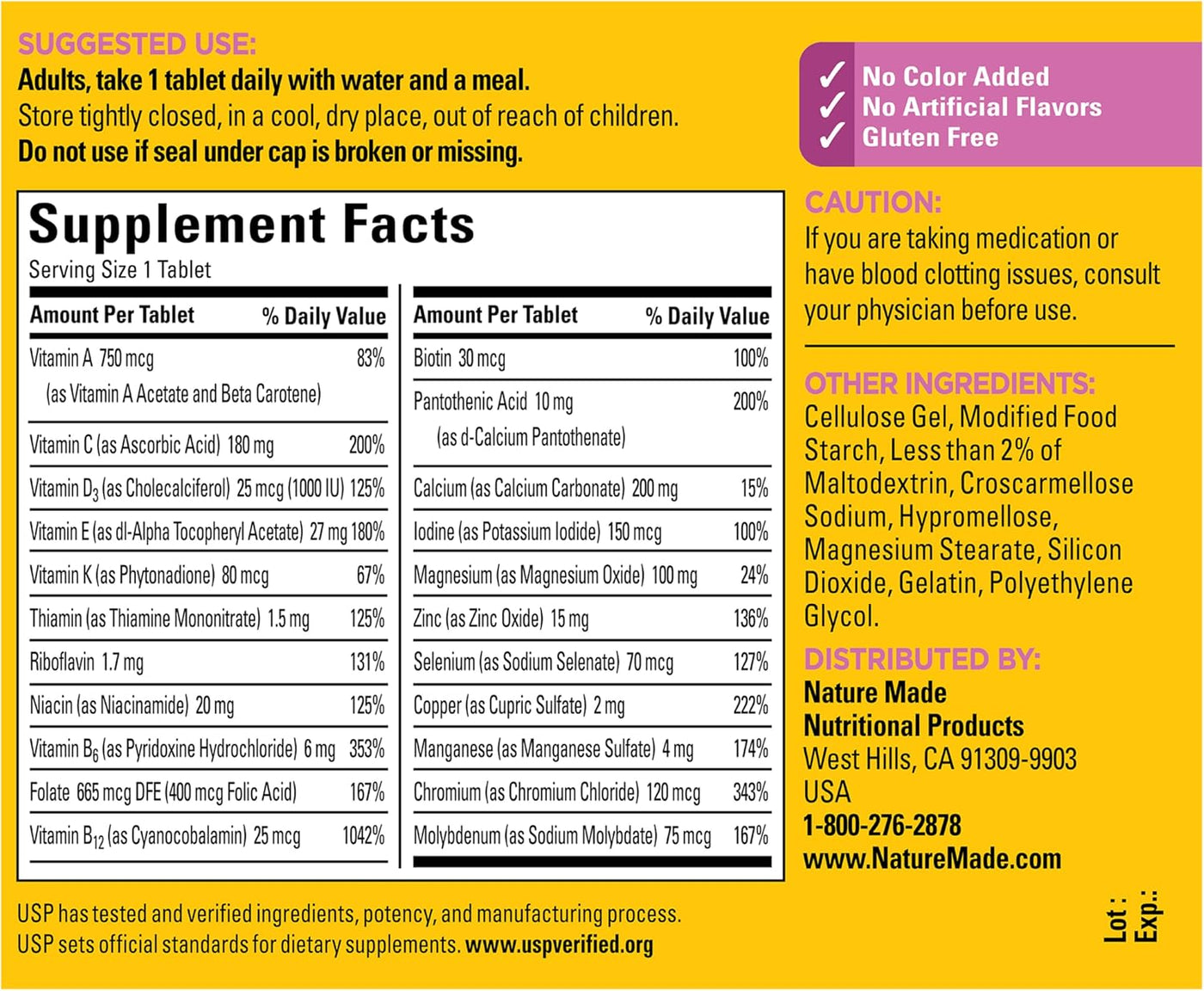 Nature Made Multivitamínico para mujeres 50+ sin hierro, multivitam...