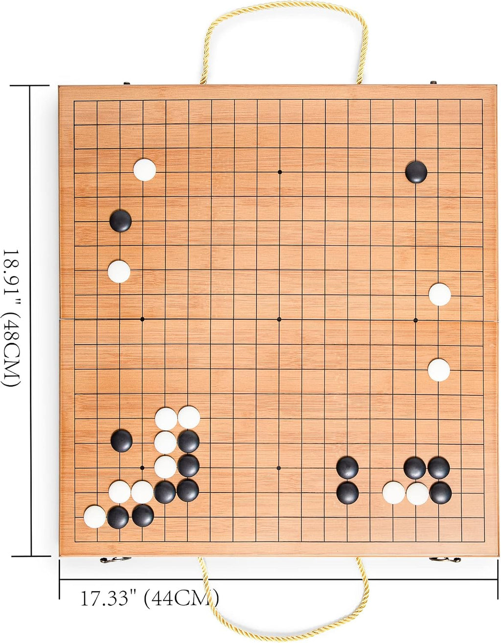 Juego de Go plegable de 19 x 19 con tablero de bambú y tazones y piezas de imitación de jade