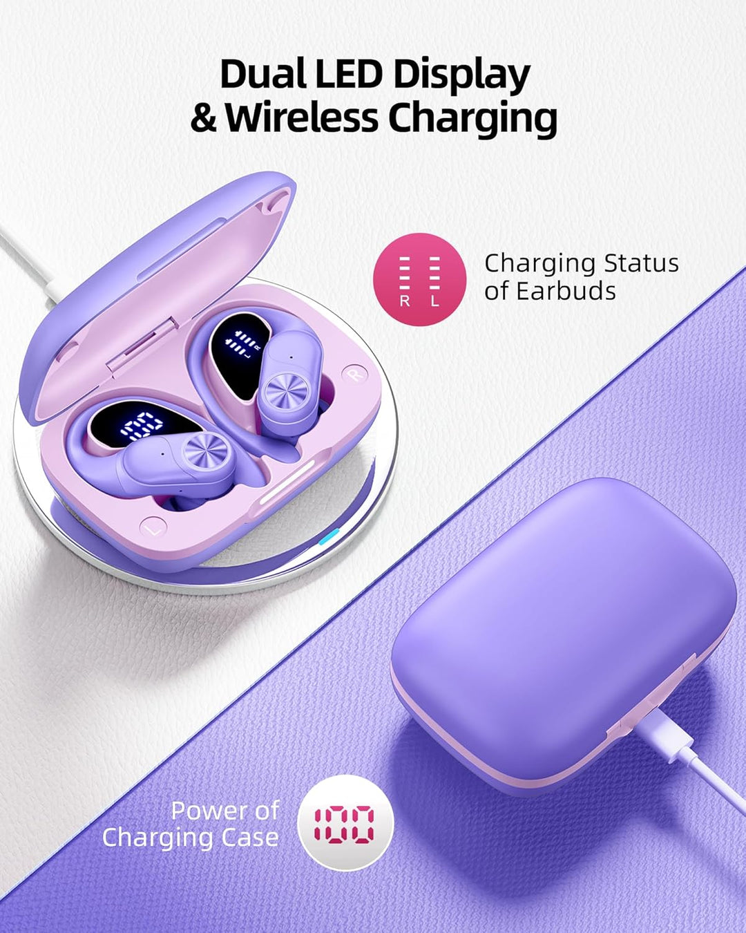 PocBuds Auriculares Bluetooth inalámbricos 80 horas de reproducción...