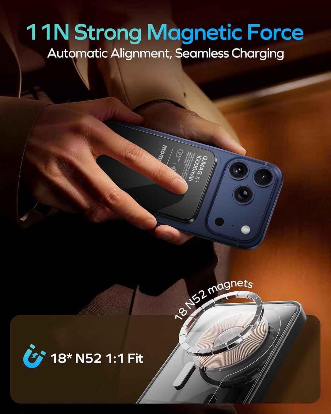 MOMAX Q.MAG Cargador Portátil Inalámbrico 10000mAh, Power Bank Delg...
