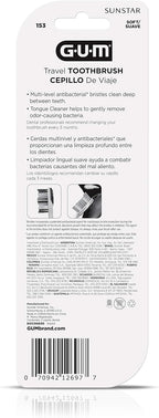GUM Cepillo de dientes de viaje plegable, cabezal compacto + limpia...