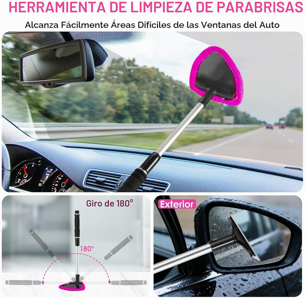 Kit de limpieza de coche rosa de 20 piezas, kit de detallado interior del automóvil con aspiradora de mano roja de alta potencia, juego de cepillos de detalles, limpiador de parabrisas, gel de