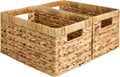 StorageWorks Canastas de almacenamiento de mimbre de jacinto de agua rectangulares con asas integradas; tamaño mediano: 13 x 8.25 x 7 pulgadas; paquete de 2