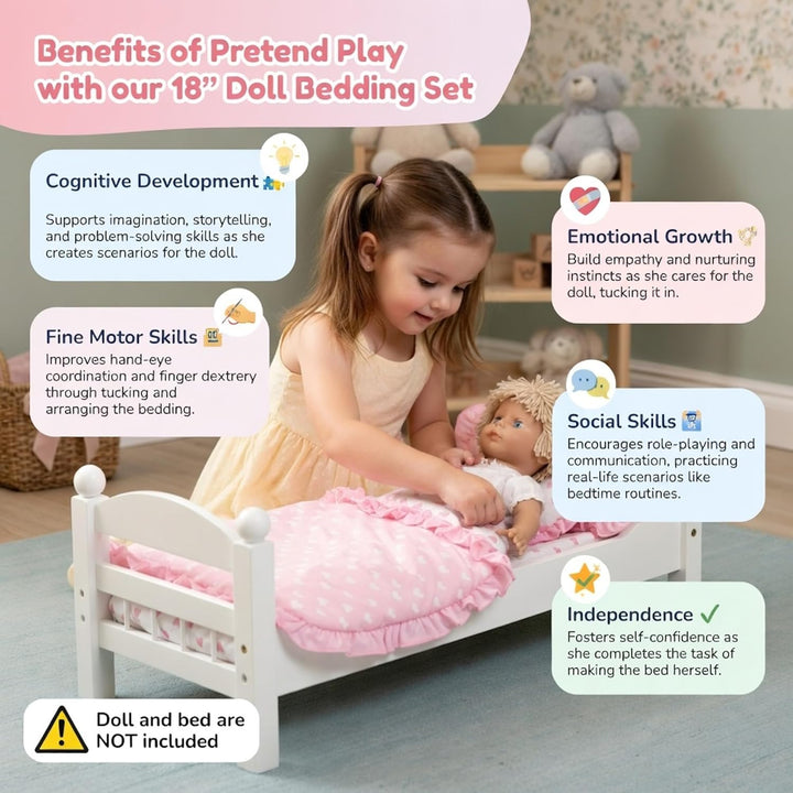 Emily Rose Juego de ropa de cama de muñeca de 18 pulgadas | Diseño...