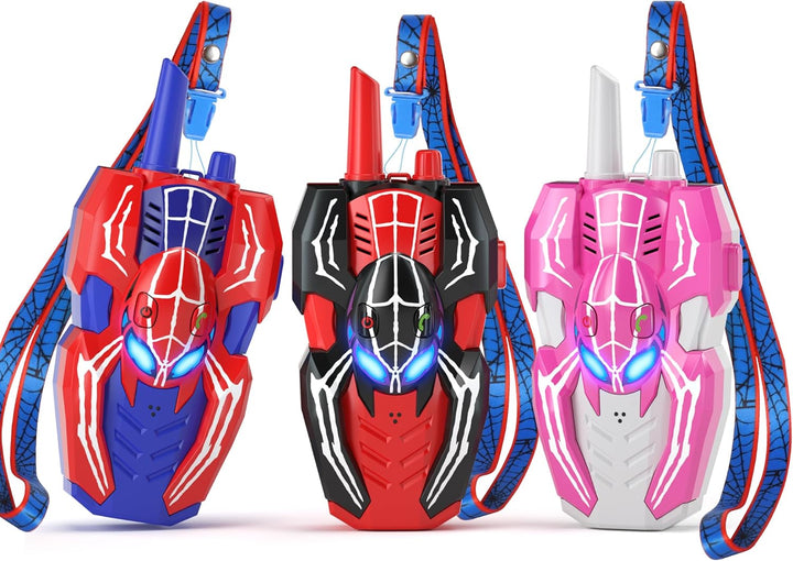 Paquete de 3 walkie talkies para niños, Spider juguetes paquete de...