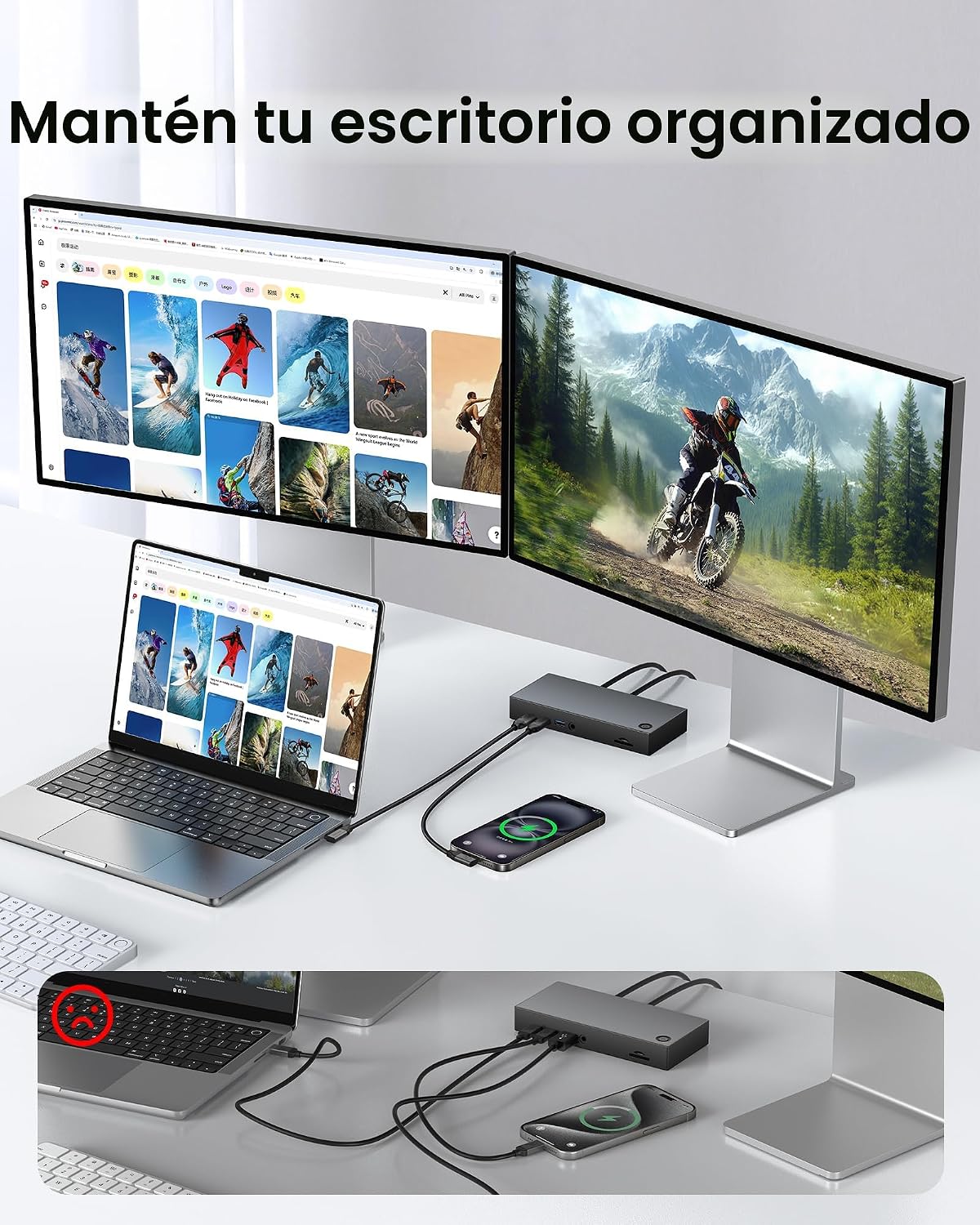 Silkland Cable de monitor USB C en ángulo recto de 6.6 pies, pantalla de 8K