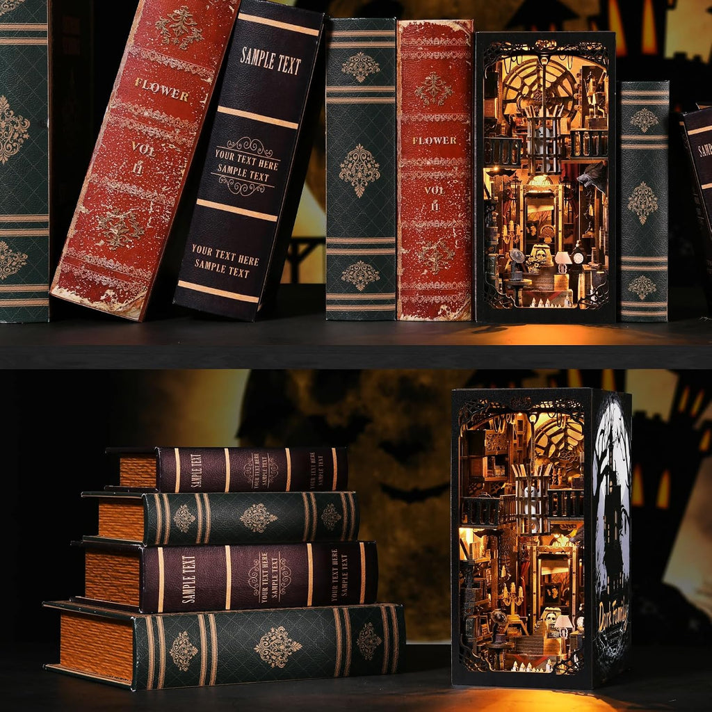 Kit de rincón de libros, casa de muñecas en miniatura, rompecabezas 3D para adultos