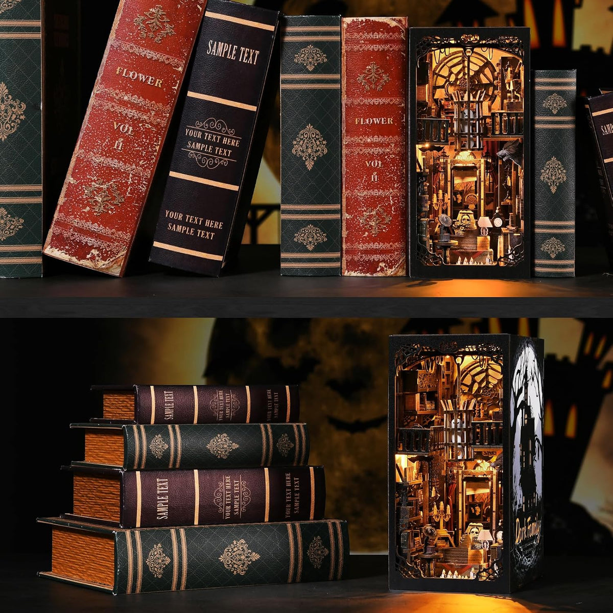 Kit de rincón de libros, casa de muñecas en miniatura, rompecabezas 3D para adultos