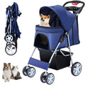 Unisakey Cochecito plegable para mascotas de 4 ruedas para perros y gatos
