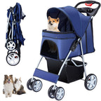 Unisakey Cochecito plegable para mascotas de 4 ruedas para perros y gatos