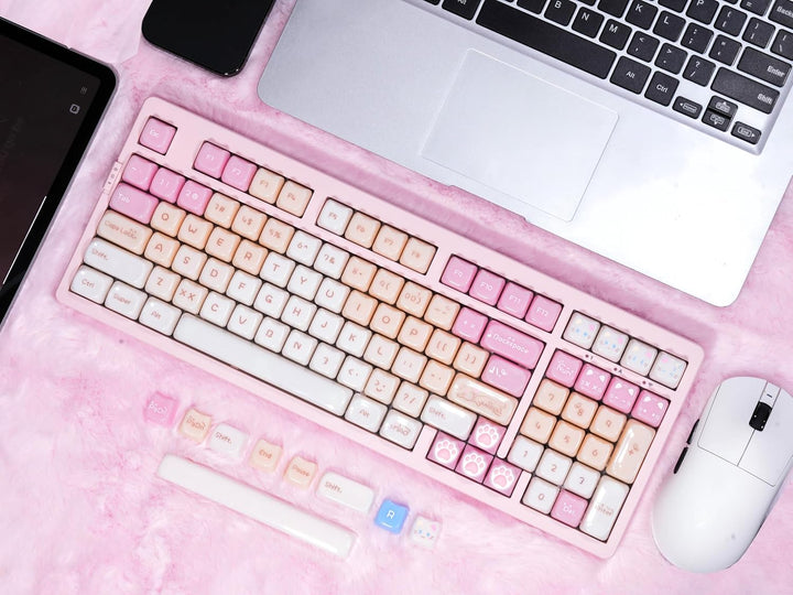 ZORNHER ZH980 Pink Mechanical Keyboard,95% Cat Keyboard Cute,Kawaii...