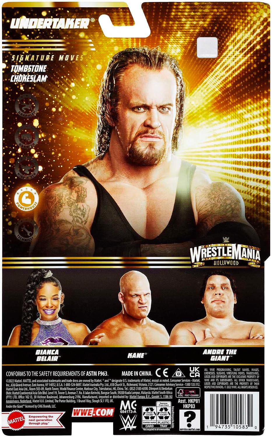 Mattel WWE WrestleMania Undertaker Figura de acción, coleccionable...