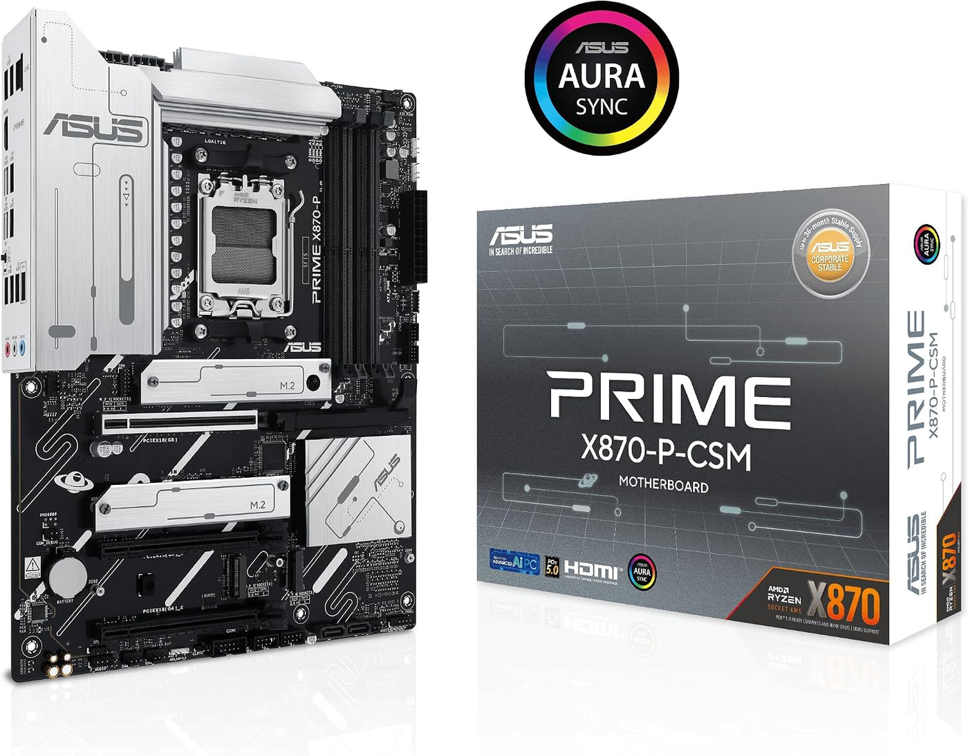 ASUS Prime X870-P-CSM AMD AM5 X870 ATX Business Motherboard, 14+2+1...