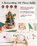 Rolife Rompecabezas 3D para adultos, árbol de Navidad musical de madera de 15.7 pulgadas, kit de construcción de modelos, manualidades, decoración para adultos, regalos para niños y niñas