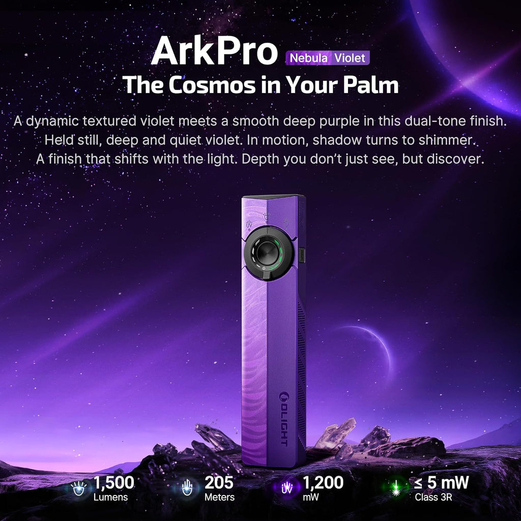 OLIGHT ArkPro EDC - Linterna plana recargable, luz de bolsillo, violeta