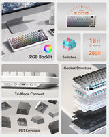 RedThunder Teclado mecánico inalámbrico K75 Pro para juegos, pantal...