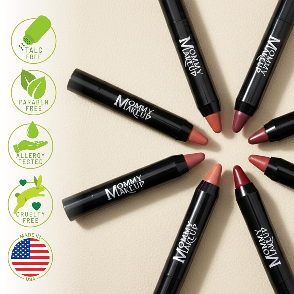 Mommy Makeup Triple Sticks Lápiz labial, rubor en crema y tratamien...