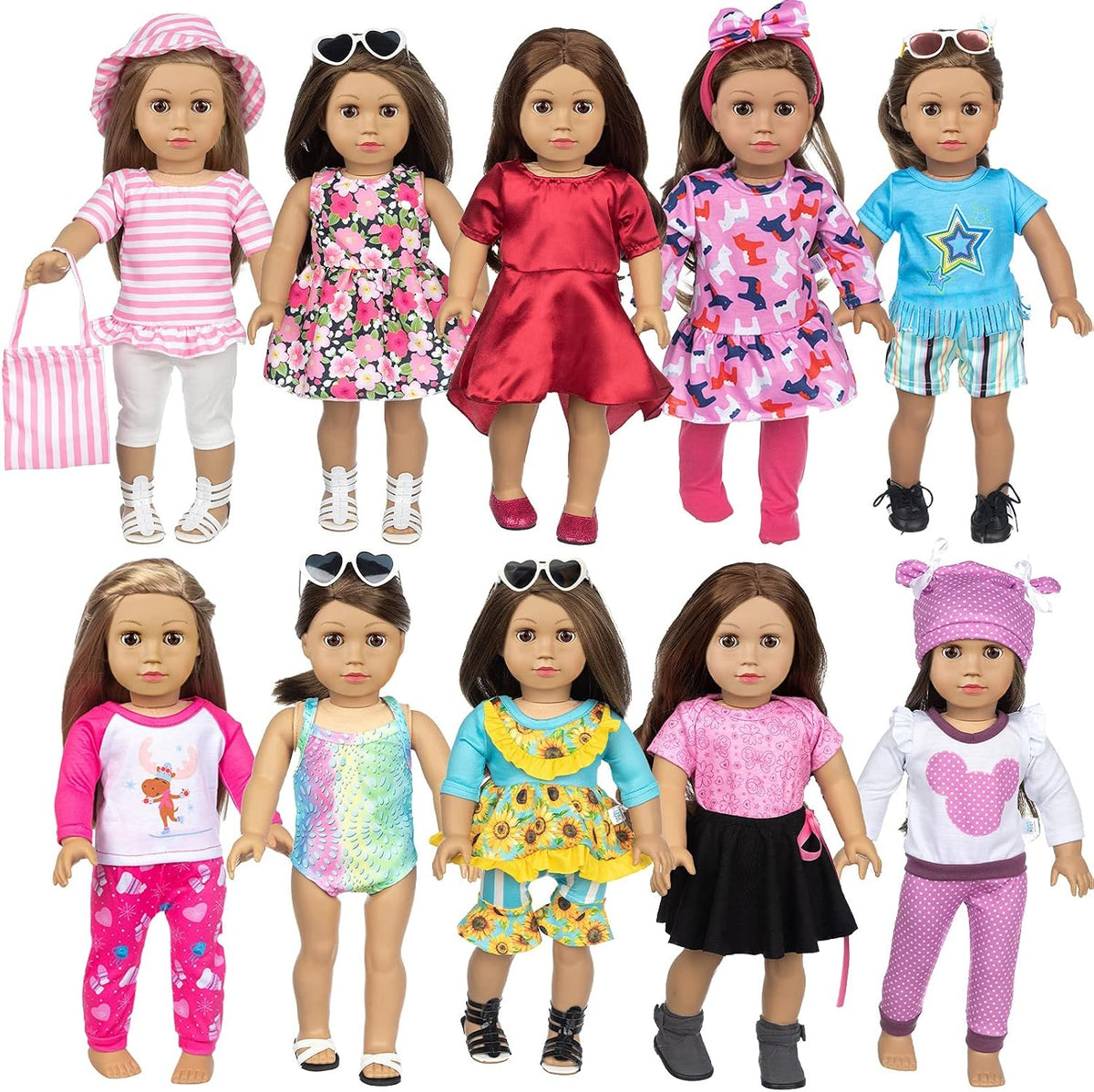 BDDOLL 23 piezas de ropa y accesorios de muñeca de 18 pulgadas para muñecas