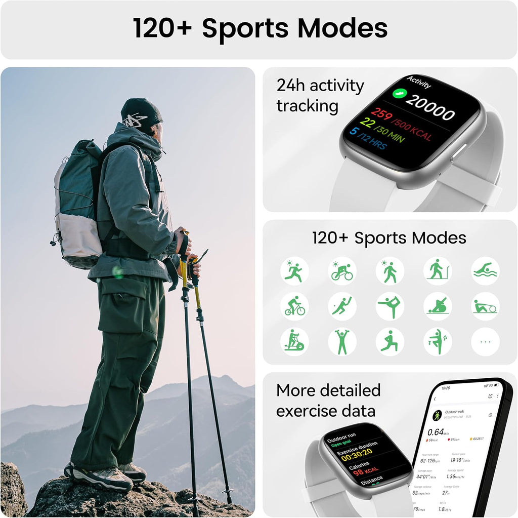 Reloj inteligente con Alexa integrado, rastreador de fitness de llamadas Bluetooth HD de 1.83 pulgadas