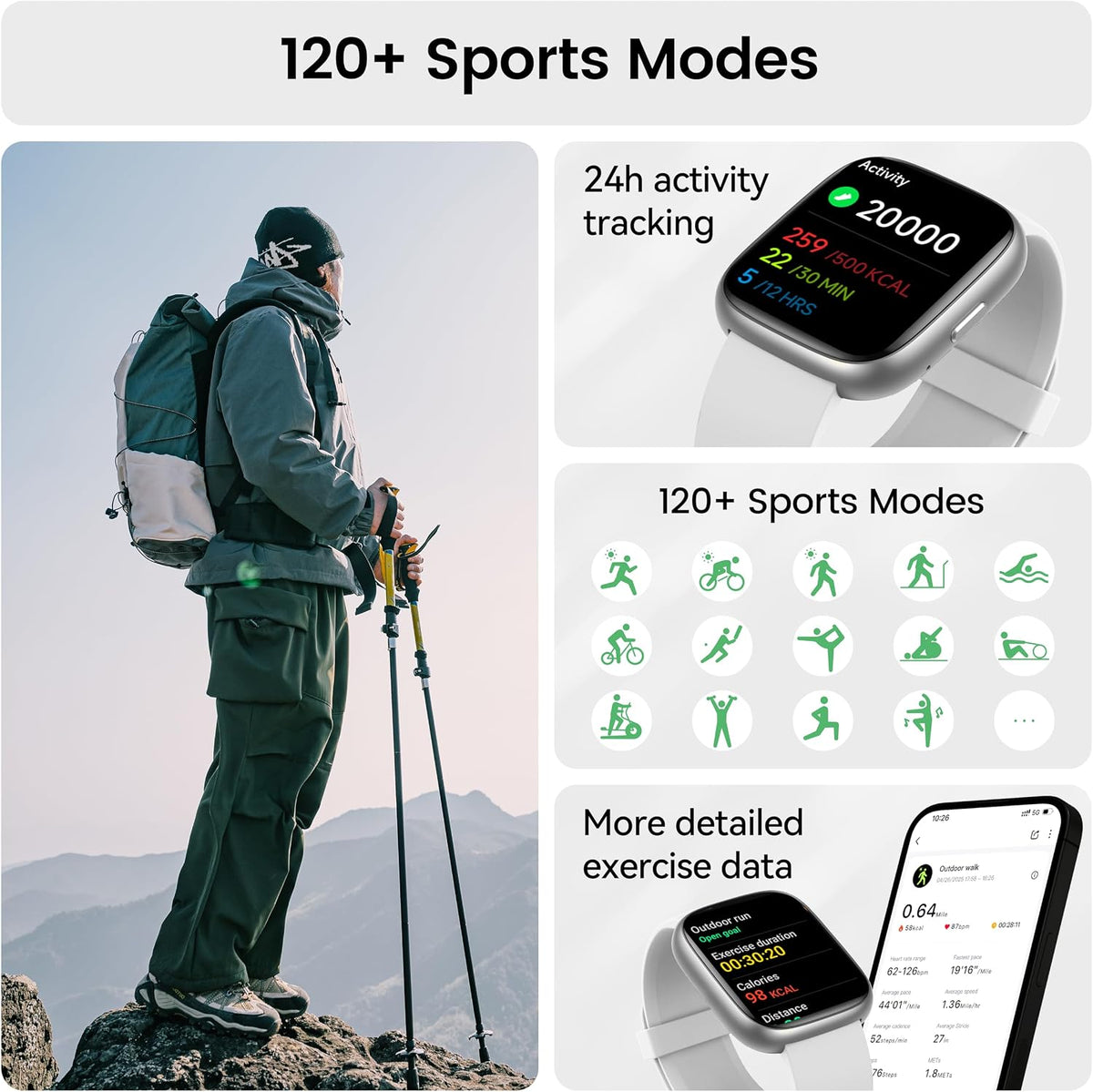 Reloj inteligente con Alexa integrado, rastreador de fitness de llamadas Bluetooth HD de 1.83 pulgadas