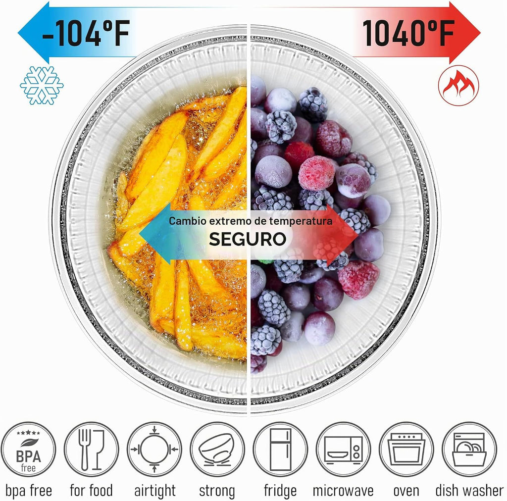 Juego de 5 cuencos apilables de vidrio para mezclar con tapas de