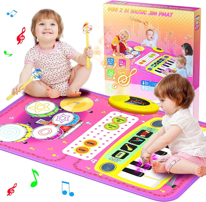 Juguetes de Alfombra Musical 2 en 1 para niños de 1, 2, 3, 4, 5 año...