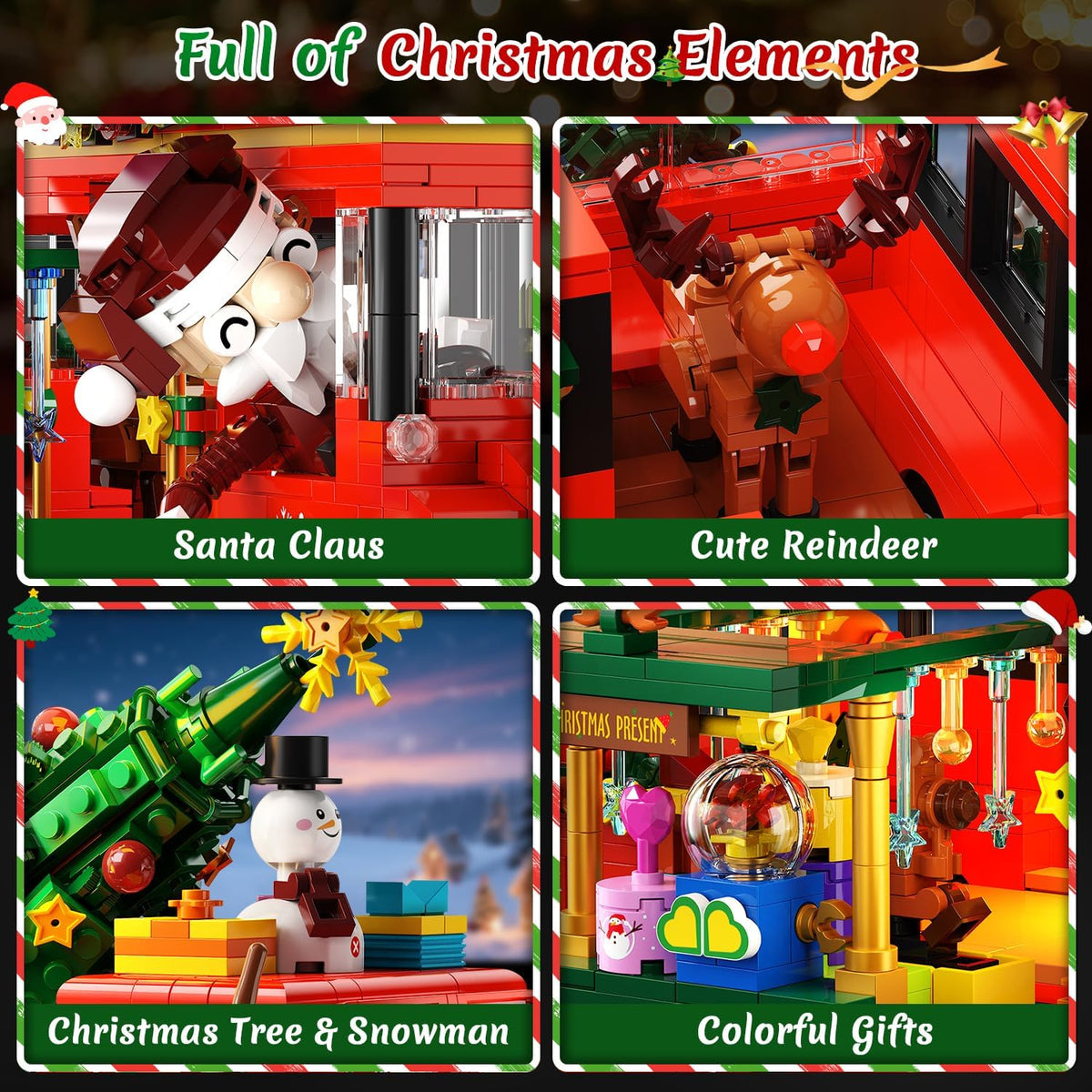 Juego de construcción de autobús de dos pisos de Navidad