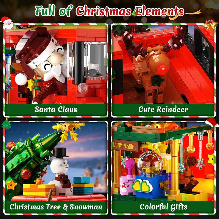 Juego de construcción de autobús de dos pisos de Navidad