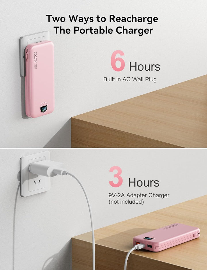 Banco de energía cargador ultraportátil de 12000mAh con cables inte...