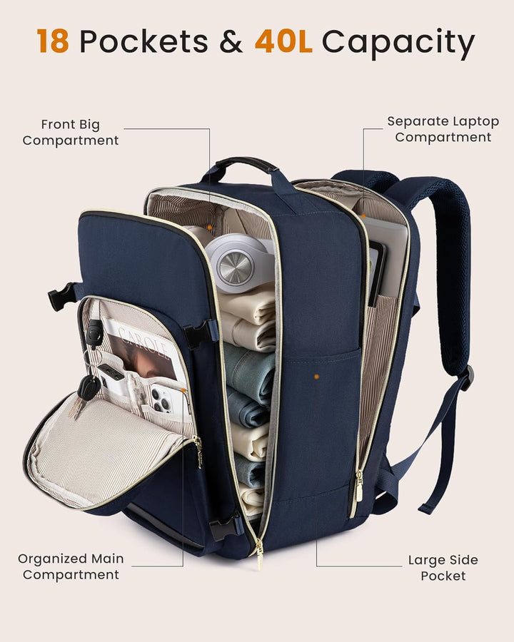 LOVEVOOK Mochila de viaje grande de 40L para mujer, mochila de tran...