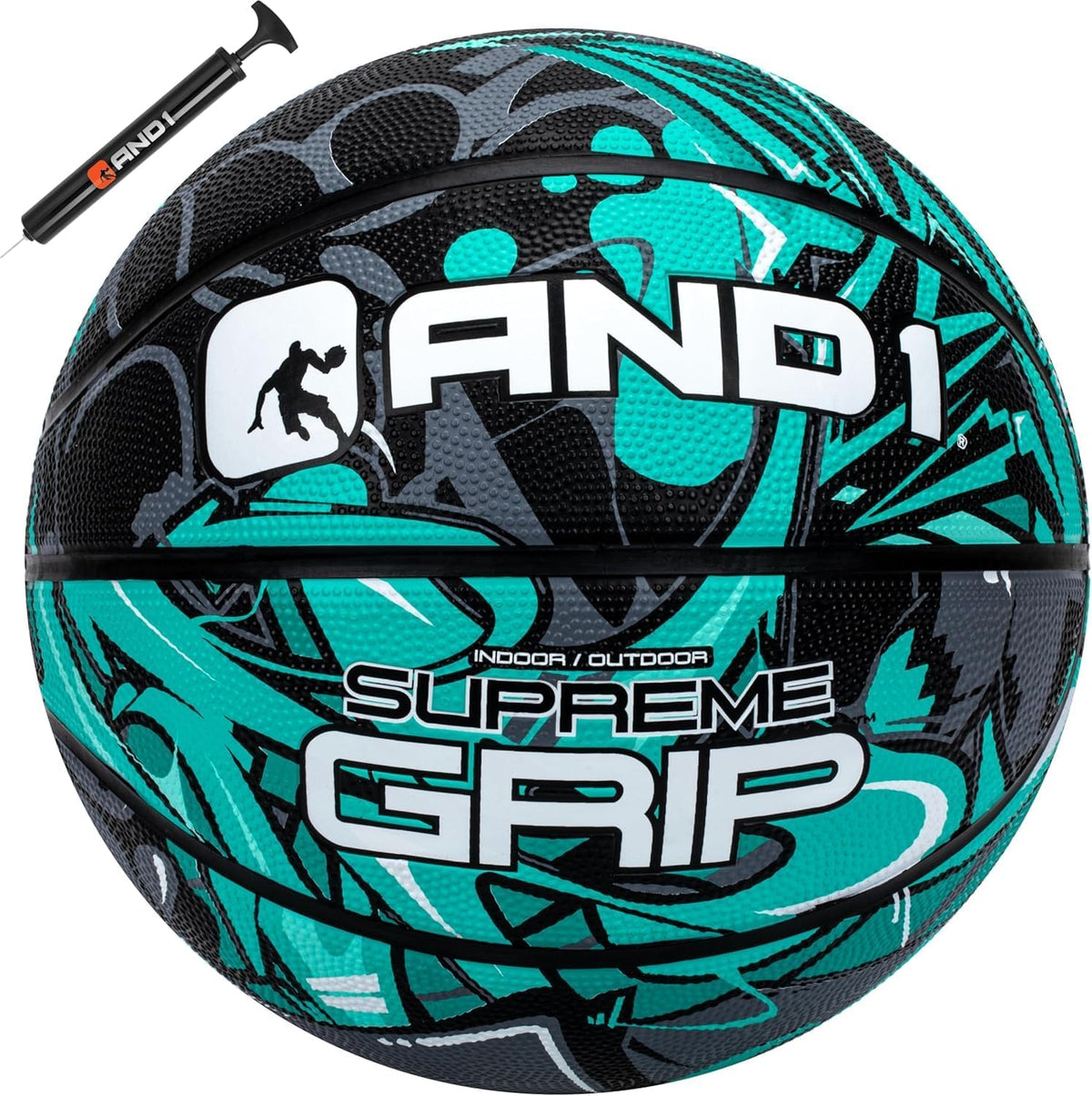 AND1 Balón de baloncesto de goma, tamaño reglamentario oficial 7 (29.5