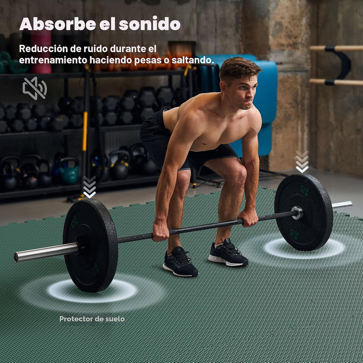 Tapete de gimnasio en casa, tapete de ejercicio de rompecabezas, baldosas de espuma EVA entrelazadas para equipos de entrenamiento en casa y áreas de juego para niños, azul, 24 x 24 x ½ pulgadas
