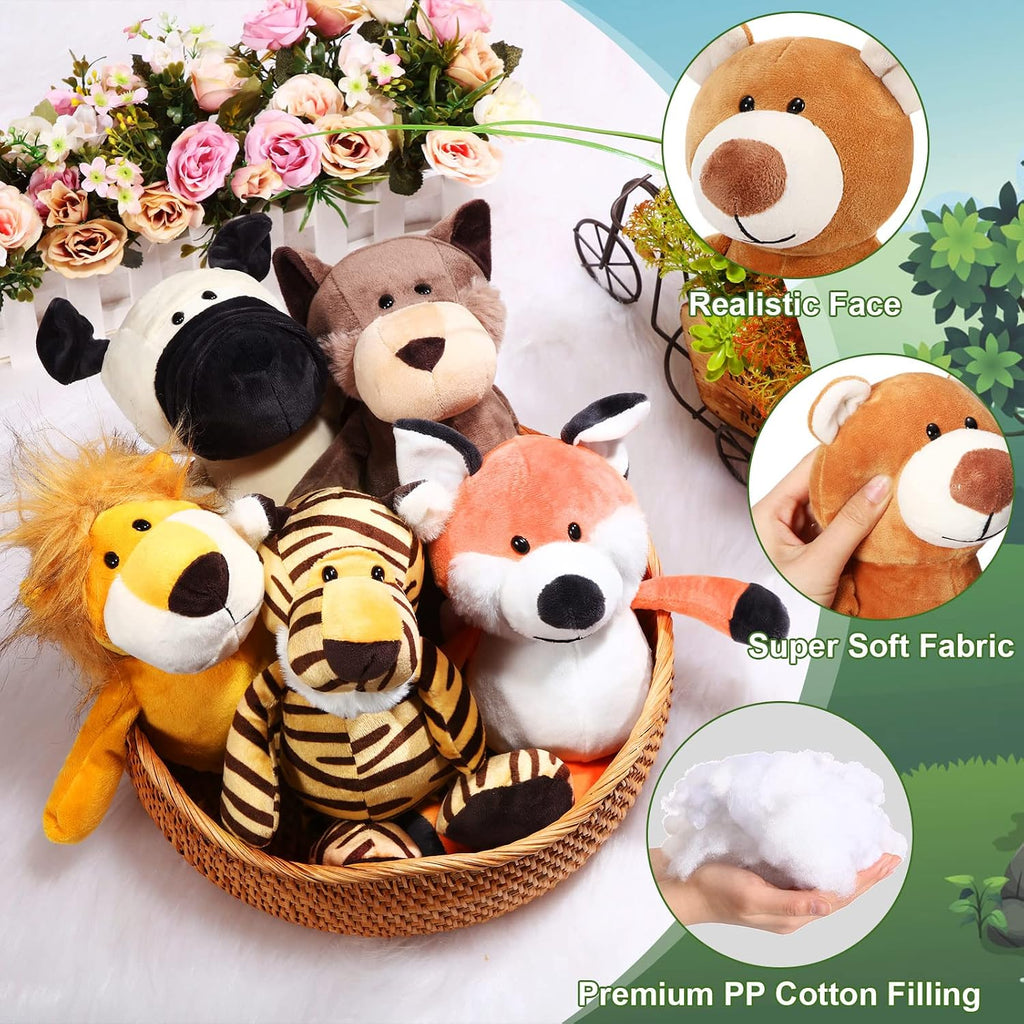 Lenwen - Juego de 24 animales de peluche de la selva de 10 pulgadas
