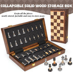Juego de ajedrez grande de lujo de 17 pulgadas, tablero de ajedrez de madera con piezas de ajedrez de metal y acrílico, tamaño King de 3.5 pulgadas, 2 reinas adicionales, juego de ajedrez plegable para adultos y niños, exhibición de regalo, colección de