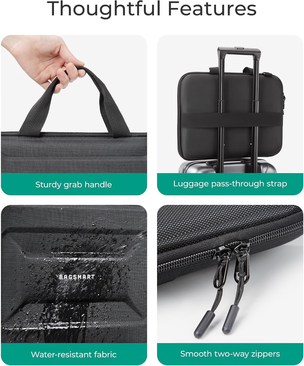 BAGSMART Funda para portátil a prueba de golpes con asa
