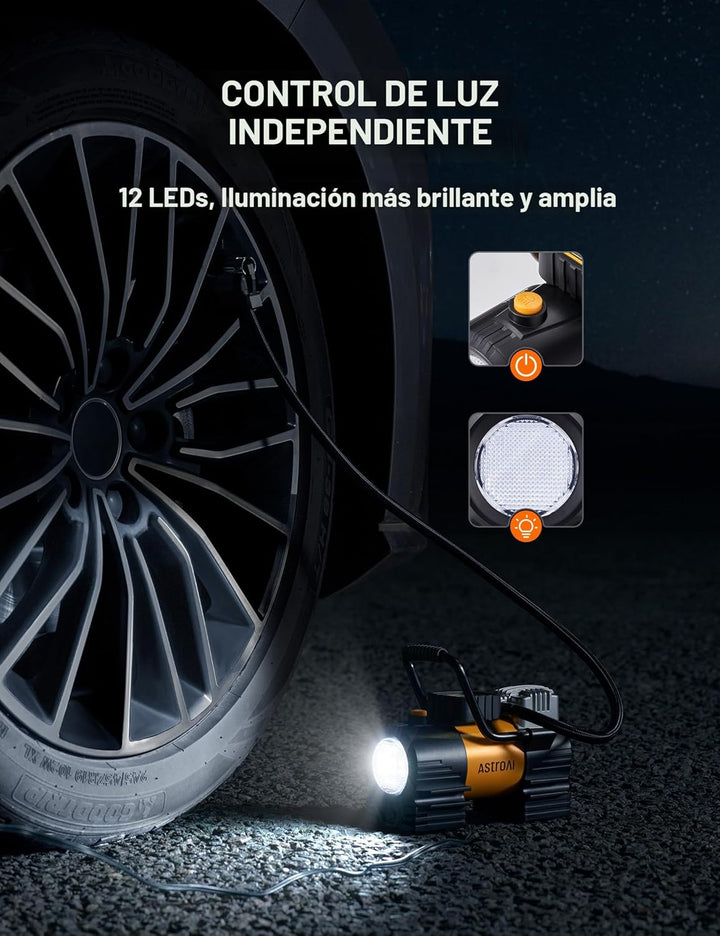 AstroAI - Compresor de aire portátil para inflar neumáticos hasta 1...