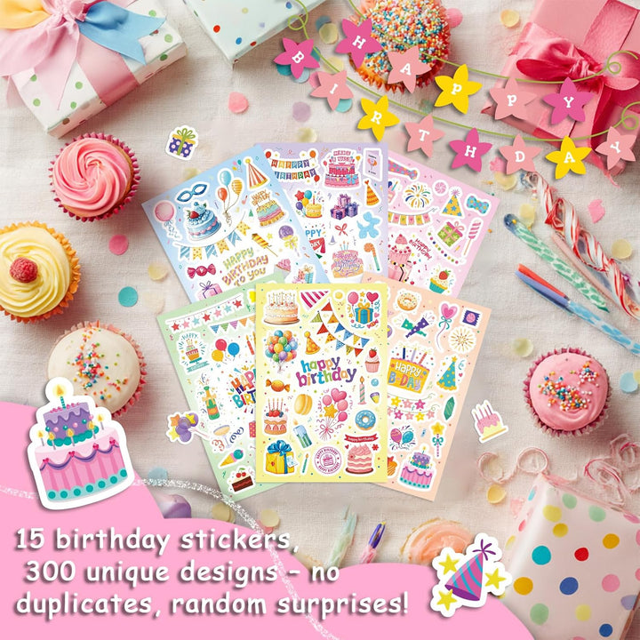 300 calcomanías de feliz cumpleaños calcomanías de