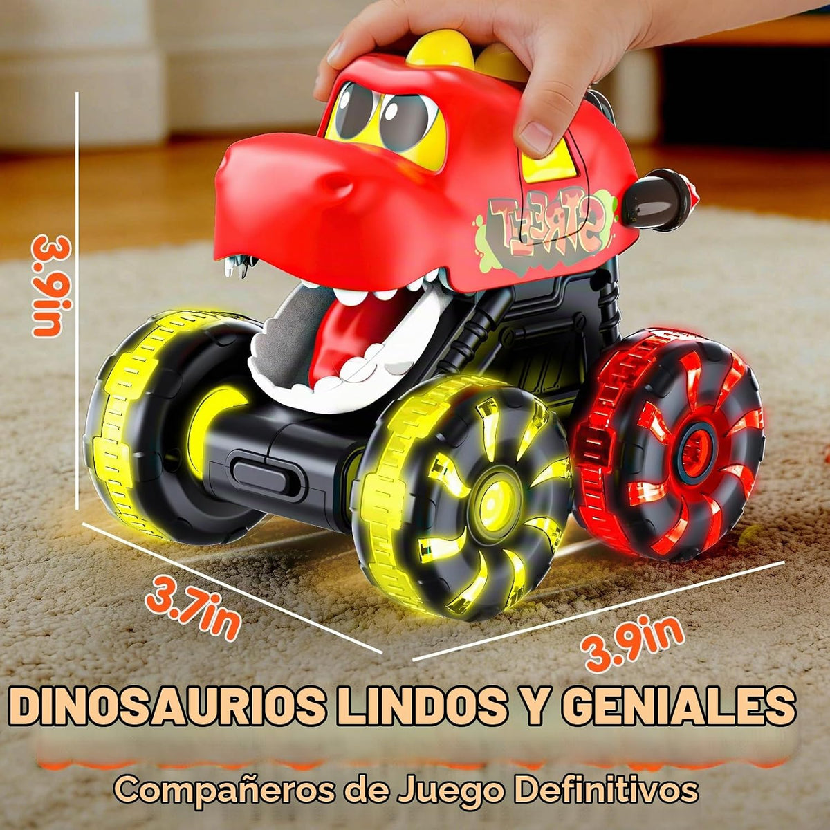 Monster Truck Toys Coches de dinosaurio, autos iluminados para niños pequeños
