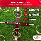 Swooc Juegos - Juego rústico de lanzamiento de anillos (todo tipo de clima) - Fácil configuración y juegos adicionales incluidos - Juego de lanzamiento de anillos para adultos - Actividades al aire