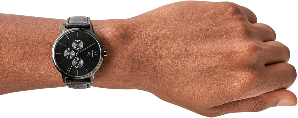 A|X Armani Exchange Reloj para hombre con pantalla analógica de tres manecillas y correa de acero inoxidable o cuero, reloj para hombre