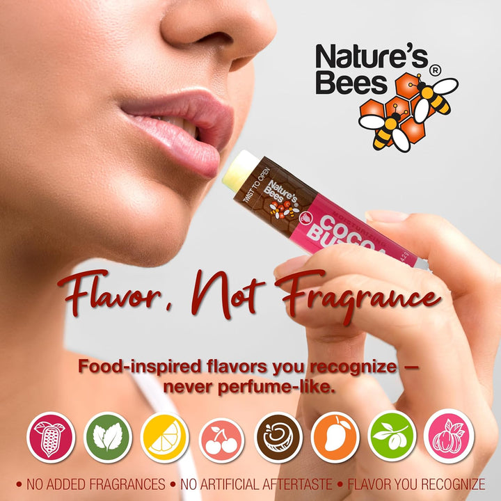 Nature's Bees Bálsamo labial de manteca de cacao, original, man...