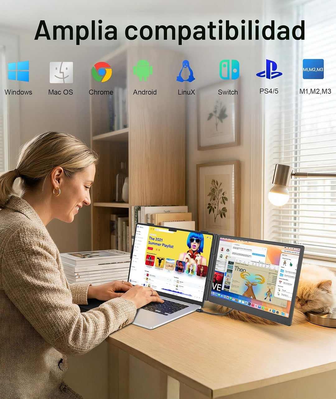 Extensor de pantalla para portátil de 1.87 libras, ultraportátil y...