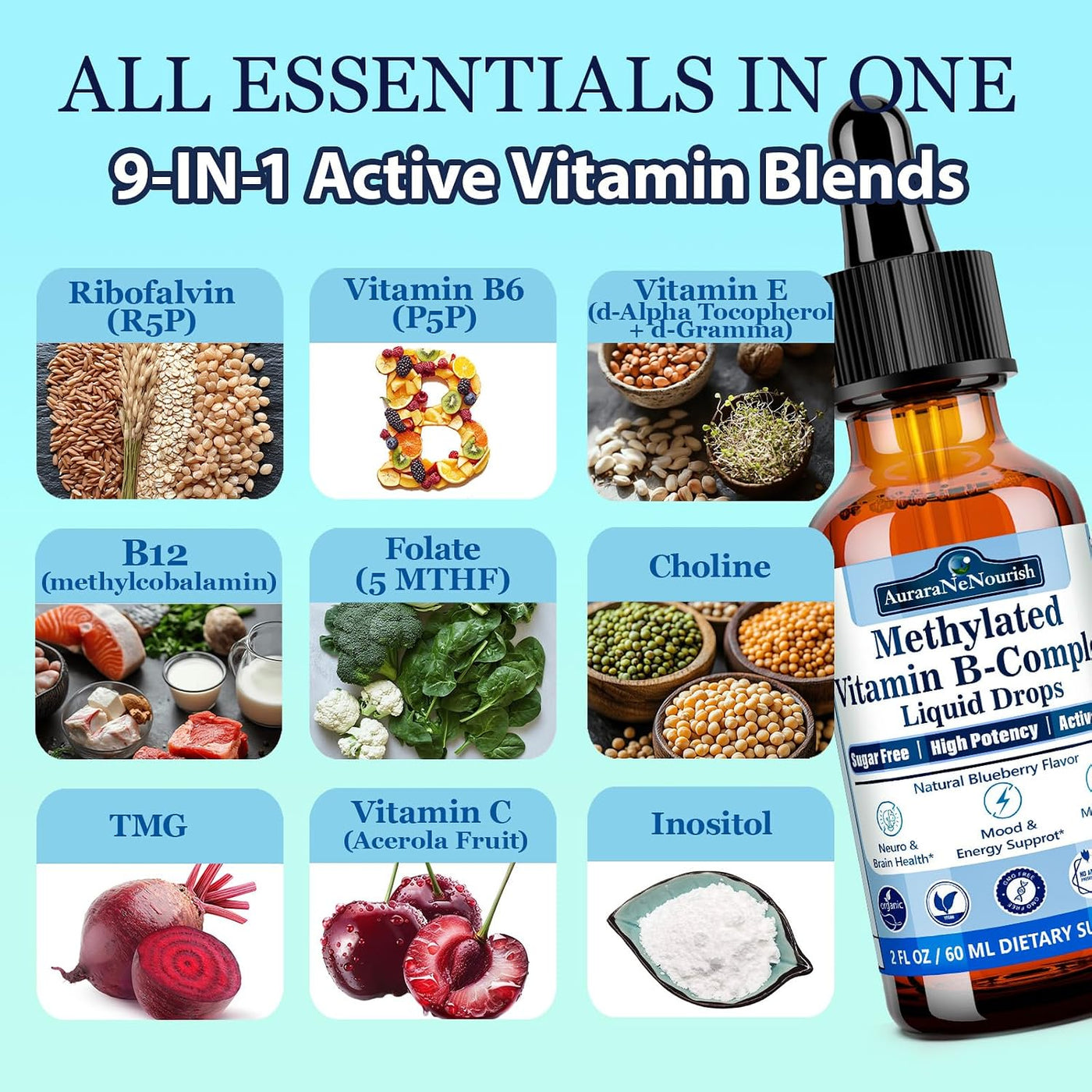 2 paquetes de complejo de vitamina B metilado con riboflavina y fol...