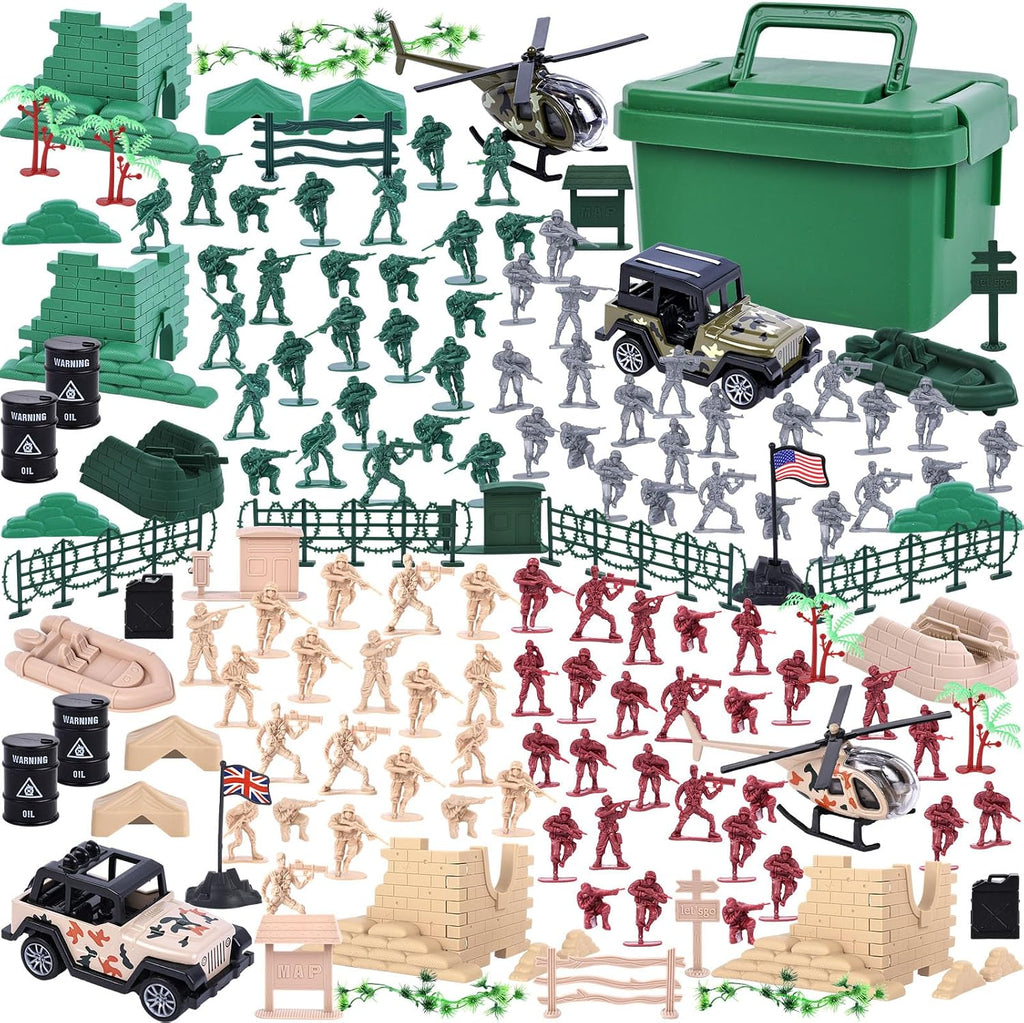 3 otters 115PCS Ejército de Juguete, Soldados en 4 Colores, en Caja de Almacenamiento