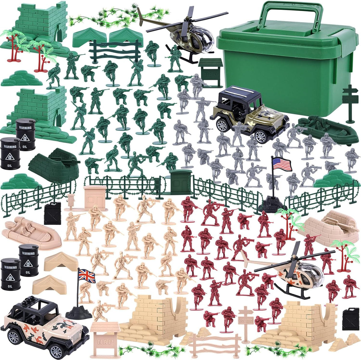 3 otters 115PCS Ejército de Juguete, Soldados en 4 Colores, en Caja de Almacenamiento