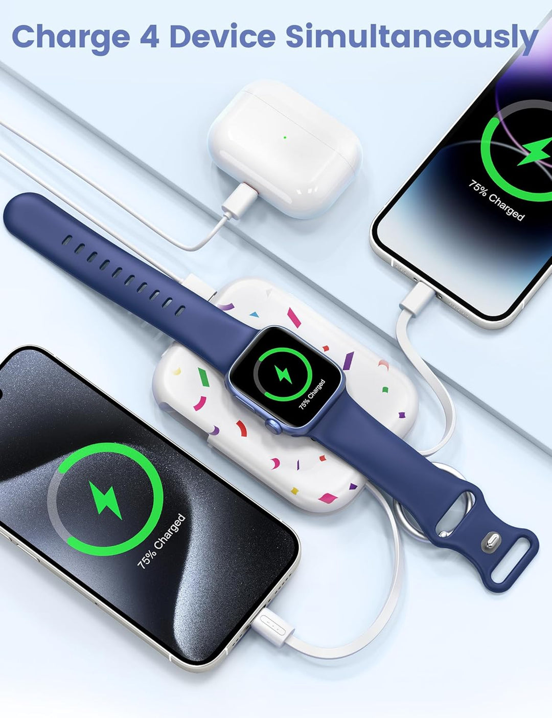 RORRY Cargador portátil, batería externa de 5000 mAh con cables int...